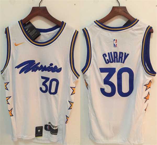 Mens Golden State Warriors #30 Stephen Curry White Stitched Jersey
